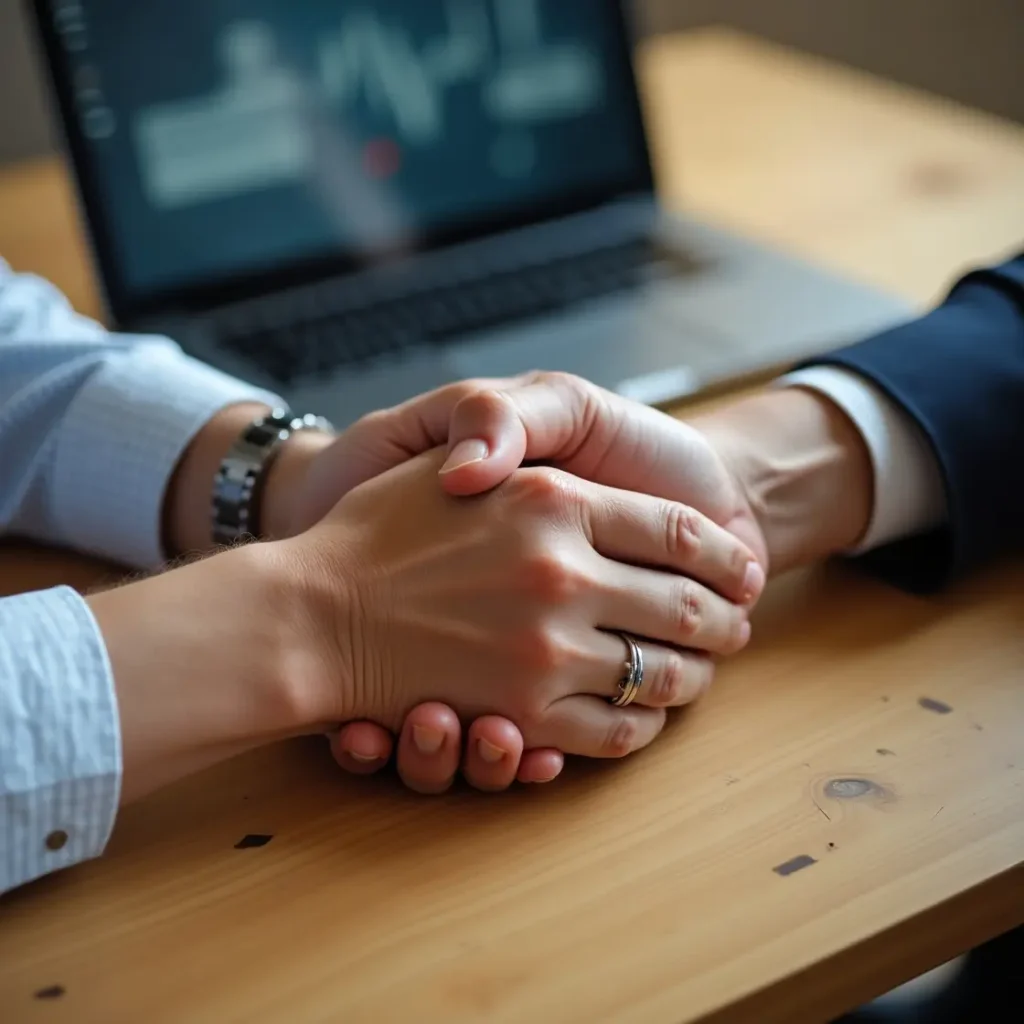 shaking hand with client experienced digital marketer in thrissur